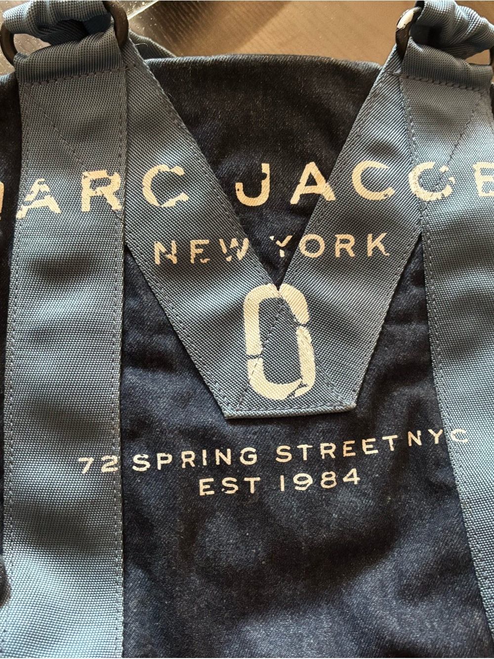 Marc Jacobs Navy Tote with Light Blue Straps